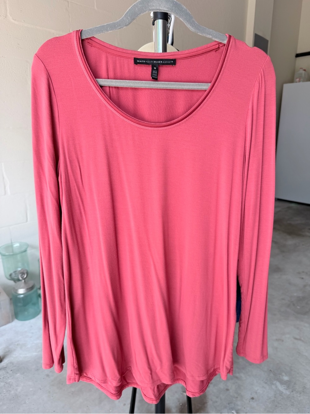 White House Black Market Long-Sleeve Scoop Neck Top - Adobe Rose Color